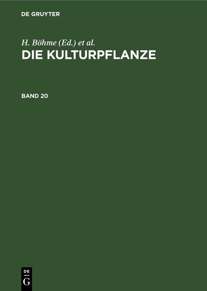Produktbild: Die Kulturpflanze. Band 20