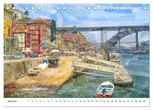 Produktbild: Porto - Ansichten in Aquarell (Tischkalender 2027 DIN A5 quer), CALVENDO Monatskalender