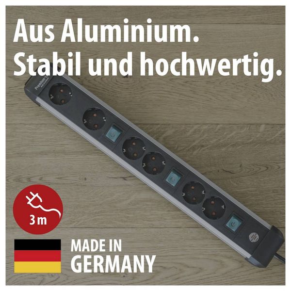 Produktbild: Brennenstuhl 1391030601 Steckdosenleiste mit Schalter Silber-Schwarz Schutzkontakt 1 St.