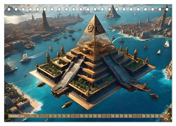 Produktbild: Steampunk Pyramidenwelt (Tischkalender 2026 DIN A5 quer), CALVENDO Monatskalender