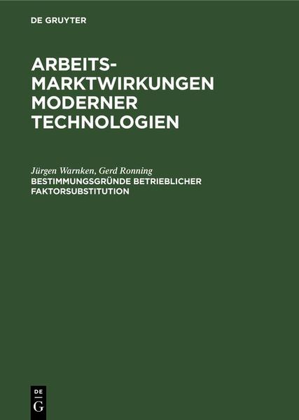 Produktbild: Bestimmungsgr&uuml;nde betrieblicher Faktorsubstitution