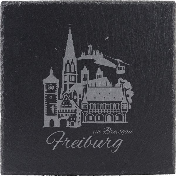 Produktbild: Stadtblick Buffetplatte quadratisch, aus Schiefer, Motiv Freiburg im Breisgau