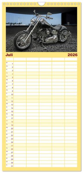 Produktbild: Familienplaner 2026 - Motorrad-Tr&auml;ume &ndash; Chopper und Custombikes mit 5 Spalten (Wandkalender, 21 x 45 cm) CALVENDO