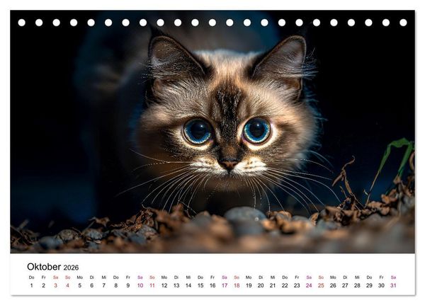Produktbild: Katzenzauber - Samtpfoten im Jahreslauf (Tischkalender 2026 DIN A5 quer), CALVENDO Monatskalender