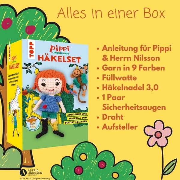 Produktbild: Pippi Langstrumpf - Das offizielle H&auml;kelset zum 80. Geburtstag