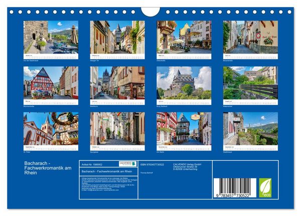 Produktbild: Bacharach - Fachwerkromantik am Rhein (Wandkalender 2026 DIN A4 quer), CALVENDO Monatskalender