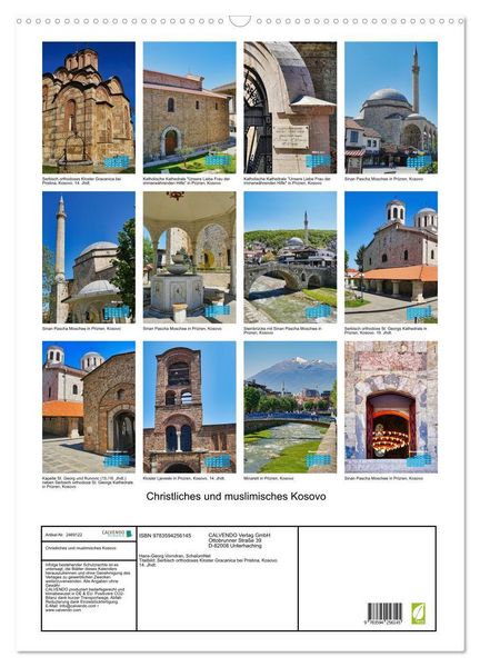 Produktbild: Christliches und muslimisches Kosovo (Wandkalender 2027 DIN A2 hoch), CALVENDO Monatskalender