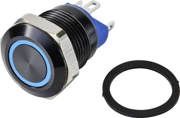 TRU COMPONENTS TC-9428156 GQ12-AF-10E/J/B/12V/A Drucktaster 48 V/DC 2 A 1 x Aus/(Ein) tastend Blau IP67 (Front) 1 St.