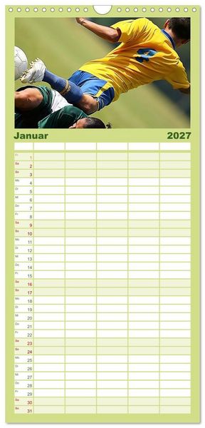Produktbild: Familienplaner 2027 - Fu&szlig;ball - pure Leidenschaft mit 5 Spalten (Wandkalender, 21 x 45 cm) CALVENDO