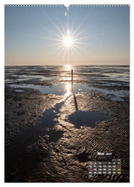 Produktbild: Westerhever - Wattwanderung in den Sonnenuntergang (hochwertiger Premium Wandkalender 2027 DIN A2 hoch), Kunstdruck in Hochglanz