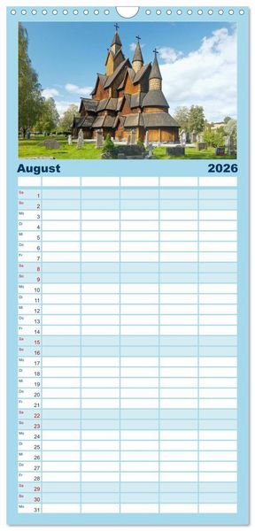 Produktbild: Familienplaner 2026 - Faszination Skandinavien mit 5 Spalten (Wandkalender, 21 x 45 cm) CALVENDO