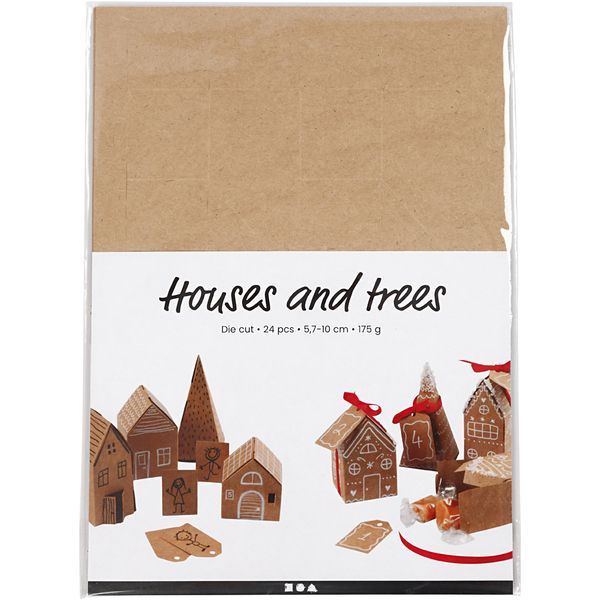 Produktbild: Creativ Company Gestanzte H&auml;user und B&auml;ume aus Karton, H 5,7-10 cm cm, 1 Set