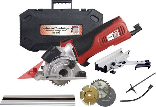 Produktbild: Holzmann Maschinen TAS89M_230V Mini-Handkreiss&auml;ge Schnitttiefe max. (90&deg;) 28.5 mm mit Zubeh&ouml;r, inkl. Koffer 600 W