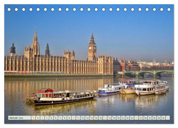 Produktbild: B&uuml;hne frei f&uuml;r London und die Themse (Tischkalender 2026 DIN A5 quer), CALVENDO Monatskalender