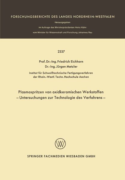 Produktbild: Plasmaspritzen von oxidkeramischen Werkstoffen