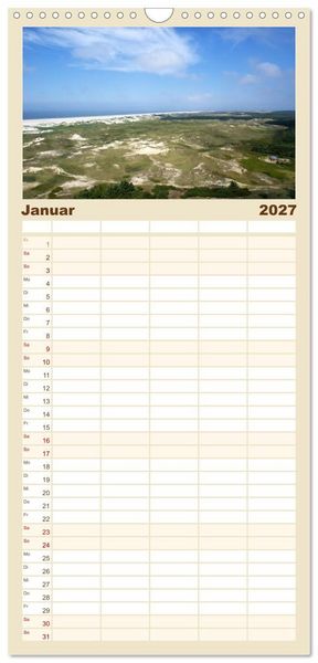 Produktbild: Familienplaner 2027 - Amrum &ndash; Trauminsel in der Nordsee mit 5 Spalten (Wandkalender, 21 x 45 cm) CALVENDO