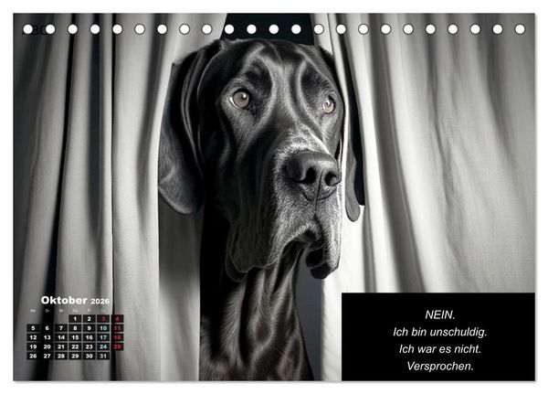 Produktbild: Der humoristische Dogge Kalender (Tischkalender 2026 DIN A5 quer), CALVENDO Monatskalender