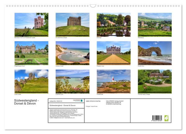 Produktbild: S&uuml;dwestengland - Dorset & Devon (Wandkalender 2026 DIN A2 quer), CALVENDO Monatskalender