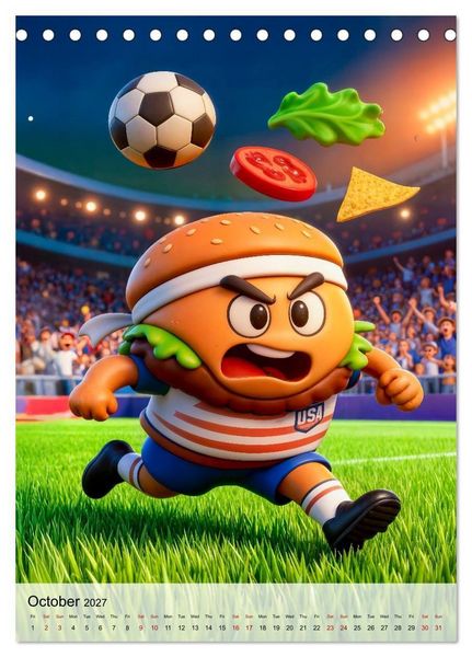 Produktbild: Funny Food Football - Creative Sports Characters (Desk Calendar 2027 DIN A5 portrait), CALVENDO 12 Month DeskCalendar