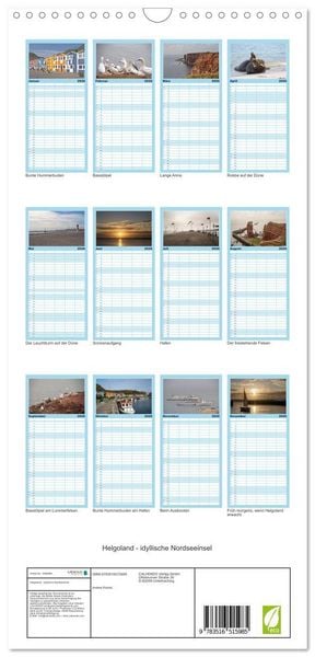 Produktbild: Familienplaner 2026 - Helgoland - idyllische Nordseeinsel mit 5 Spalten (Wandkalender, 21 x 45 cm) CALVENDO