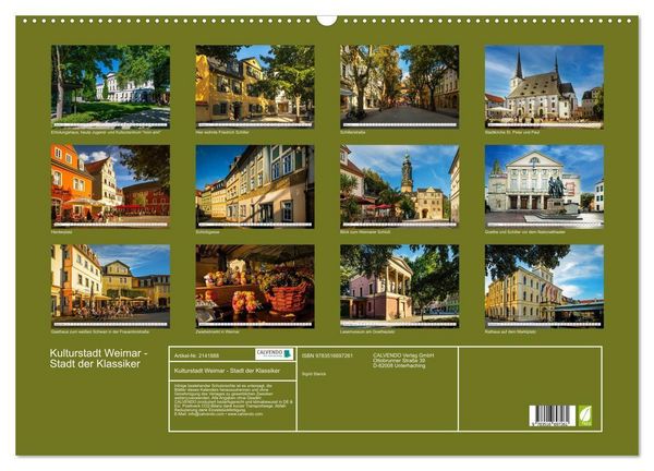 Produktbild: Kulturstadt Weimar - Stadt der Klassiker (Wandkalender 2026 DIN A2 quer), CALVENDO Monatskalender