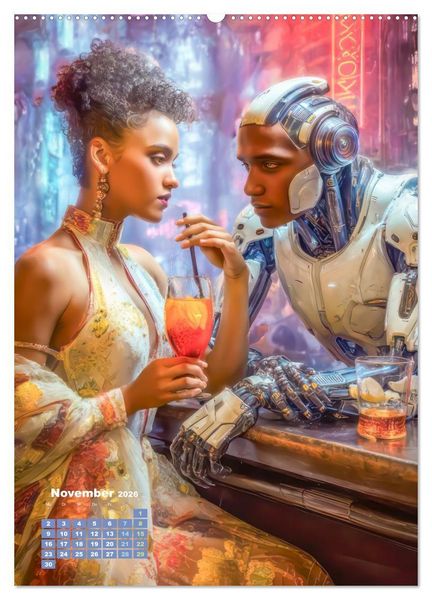 Produktbild: Cyberpunk &Auml;sthetik &ndash; Neonstadt mit seinne Bewohnern (Wandkalender 2026 DIN A2 hoch), CALVENDO Monatskalender