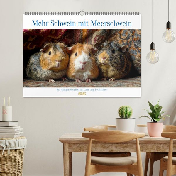 Produktbild: Mehr Schwein mit Meerschwein (Wandkalender 2026 DIN A2 quer), CALVENDO Monatskalender