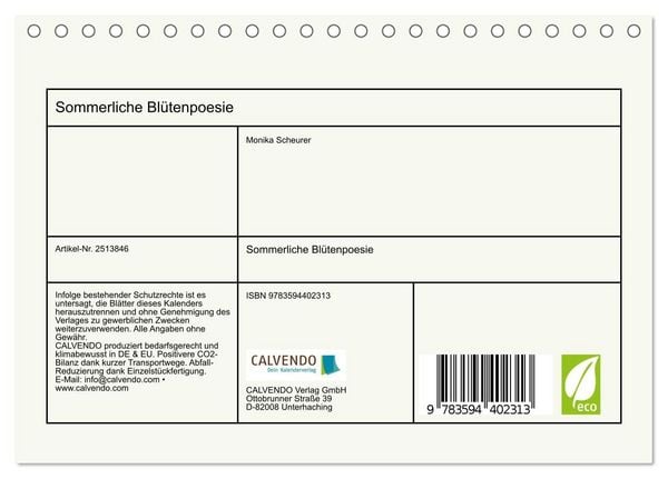 Produktbild: Sommerliche Bl&uuml;tenpoesie (Tischkalender 2027 DIN A5 quer), CALVENDO Monatskalender