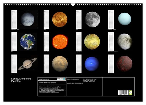 Produktbild: Sonne, Monde und Planeten (Wandkalender 2026 DIN A2 quer), CALVENDO Monatskalender