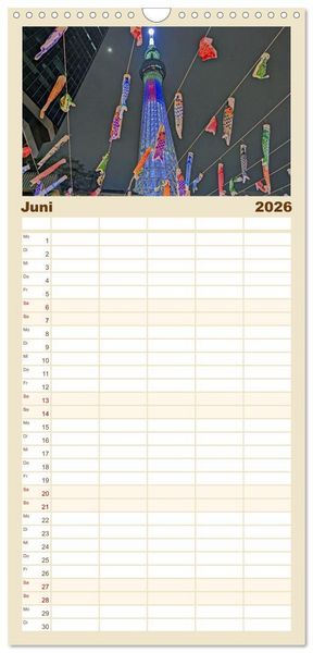 Produktbild: Familienplaner 2026 - Japan entdecken Tokio, Osaka & mehr mit 5 Spalten (Wandkalender, 21 x 45 cm) CALVENDO