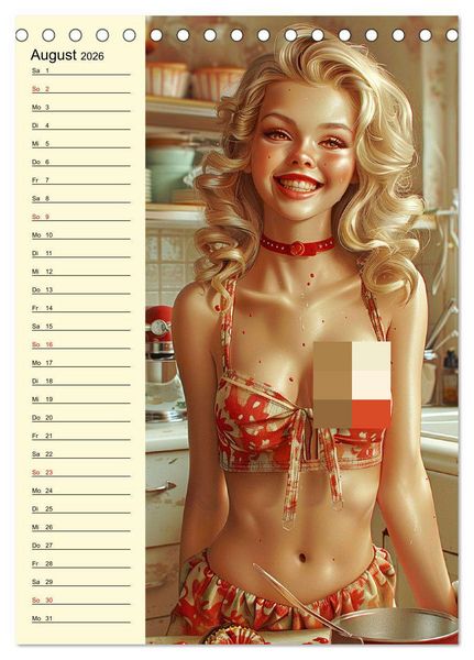 Produktbild: Schatz, ich hab gekocht! Sexy-lustige Pin-up-Girls in der K&uuml;che (Tischkalender 2026 DIN A5 hoch), CALVENDO Monatskalender