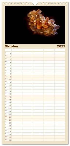 Produktbild: Familienplaner 2027 - MINERALIEN designed by nature mit 5 Spalten (Wandkalender, 21 x 45 cm) CALVENDO