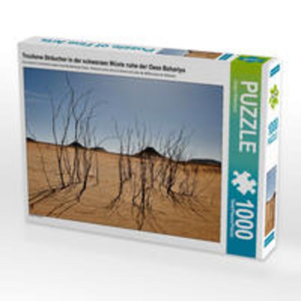 CALVENDO Puzzle Trockene Sträucher in der schwarzen Wüste nahe der Oase Bahariya | 1000 Teile Lege-Größe 64x48cm Foto-Puzzle für glückliche Stunden