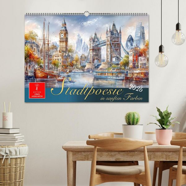 Produktbild: Stadtpoesie in sanften Farben (Wandkalender 2026 DIN A2 quer), CALVENDO Monatskalender