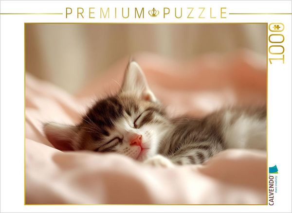 CALVENDO Puzzle Schlafendes Katzenbaby | 1000 Teile Lege-Größe 64x48cm Foto-Puzzle für glückliche Stunden