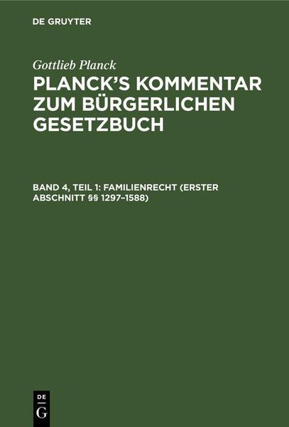 Produktbild: Familienrecht (Erster Abschnitt &sect;&sect; 1297-1588)