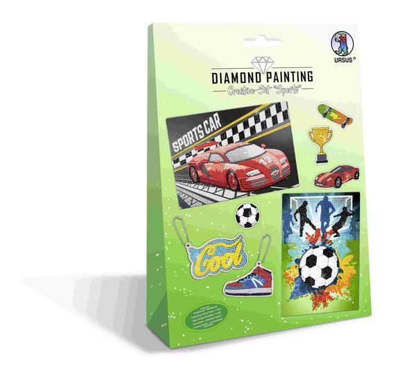 URSUS Kinder-Bastelsets Diamond Painting Creative Set Sports, 2er Karten