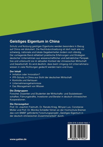 Produktbild: Geistiges Eigentum in China