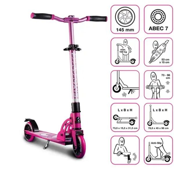 SIX DEGREES Aluminium Scooter Junior 145 mm pink