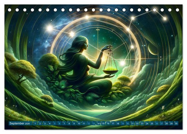 Produktbild: Kosmische Sinfonie: Der Tanz der Sternzeichen (Tischkalender 2026 DIN A5 quer), CALVENDO Monatskalender