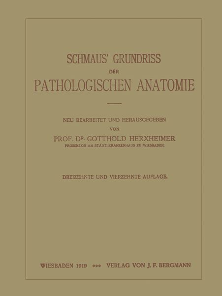 Schmaus’ Grundriss der Pathologischen Anatomie, Taschenbuch von NA Schmaus , NA Herxheimer, Springer Berlin, 9783642893278