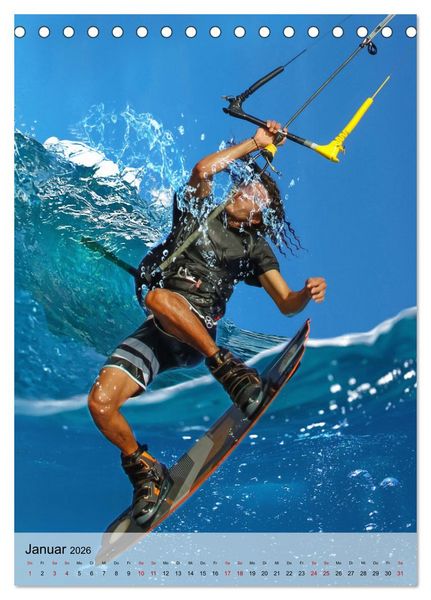 Produktbild: Kitesurfen - Fun pur (Tischkalender 2026 DIN A5 hoch), CALVENDO Monatskalender