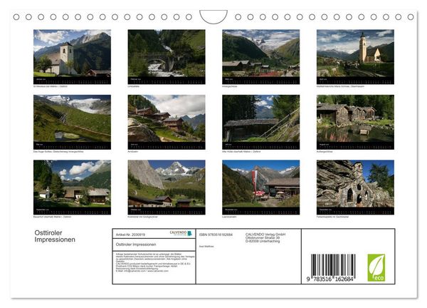Produktbild: Osttiroler Impressionen (Wandkalender 2026 DIN A4 quer), CALVENDO Monatskalender