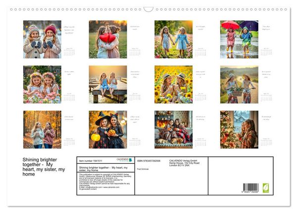 Produktbild: Shining brighter together - My heart, my sister, my home (Wall Calendar 2026 DIN A2 landscape), CALVENDO 12 Month Wall Calendar