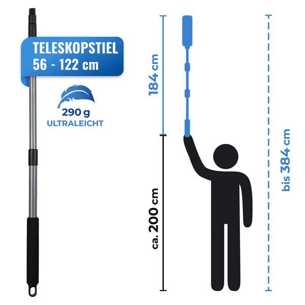 Produktbild: Mikrofaser-Staubwedel mit Teleskopstiel und Knickgelenk, antistatische Fasern