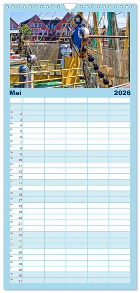 Produktbild: Familienplaner 2026 - Reise an die Nordsee - Neuharlingersiel mit 5 Spalten (Wandkalender, 21 x 45 cm) CALVENDO
