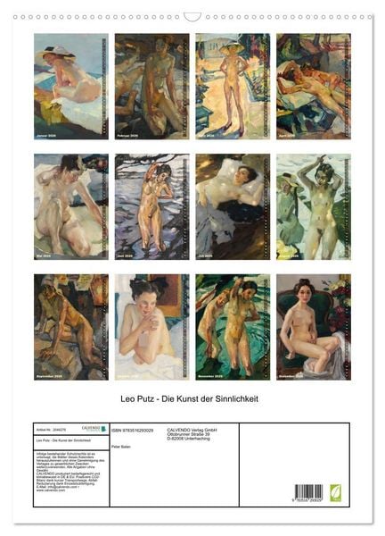 Produktbild: Leo Putz - Die Kunst der Sinnlichkeit (Wandkalender 2026 DIN A2 hoch), CALVENDO Monatskalender