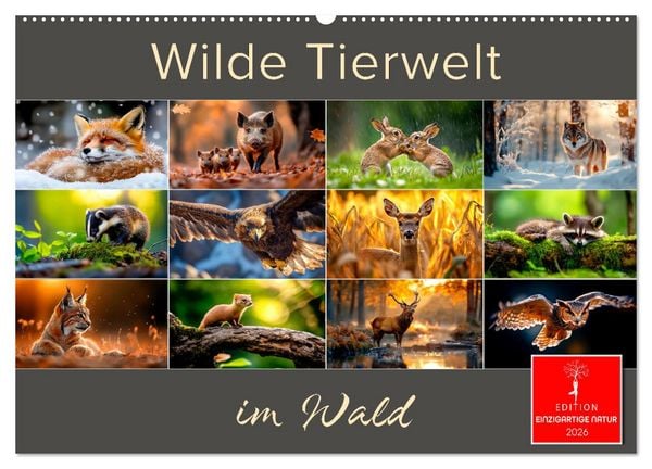 Produktbild: Wilde Tierwelt im Wald (Wandkalender 2026 DIN A2 quer), CALVENDO Monatskalender