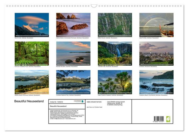 Produktbild: Beautiful Neuseeland (Wandkalender 2026 DIN A2 quer), CALVENDO Monatskalender