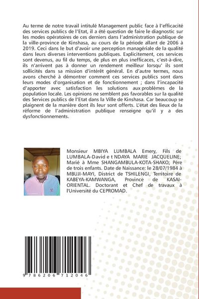 Produktbild: Management public pour l'efficacit&eacute; des Services publics en RDC